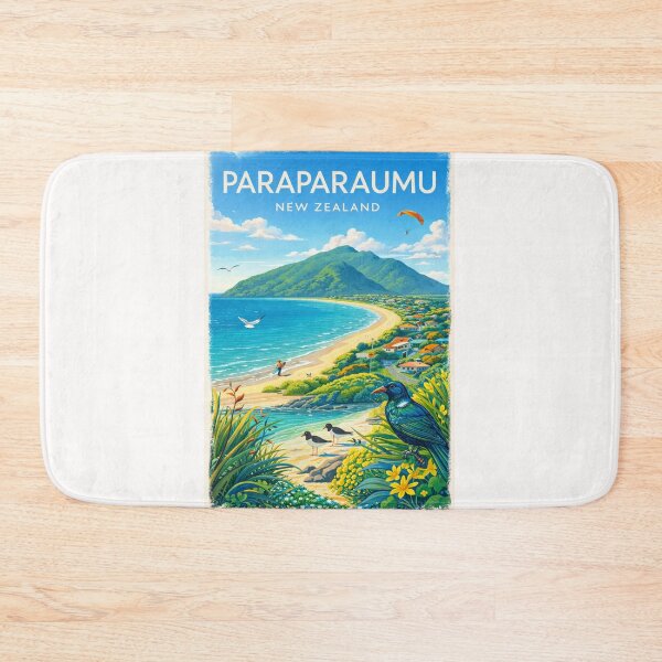 Item preview, Paraparaumu Coastline with Kapiti Island, Native Birds and Beach Houses in Kāpiti Coast District, New Zealand designed and sold by Places On Earth.