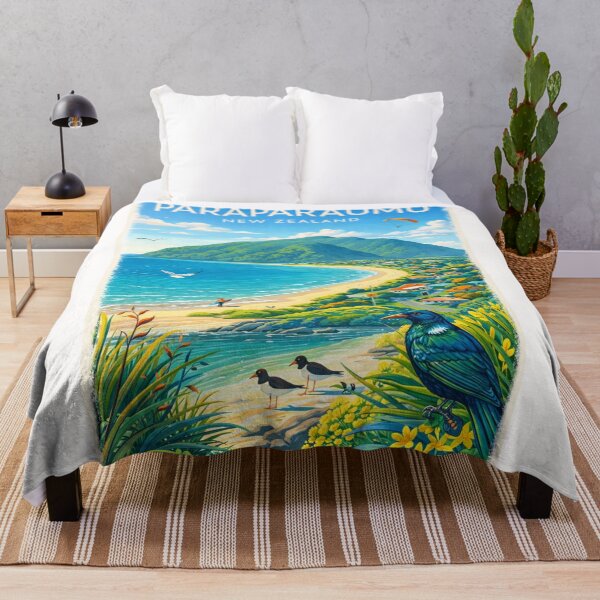 Item preview, Paraparaumu Coastline with Kapiti Island, Native Birds and Beach Houses in Kāpiti Coast District, New Zealand designed and sold by Places On Earth.