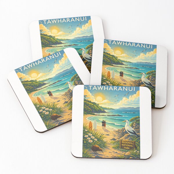 Item preview, Tāwharanui Regional Park Coastal Trail with Surfers, Native Birds, and Golden Beach in Auckland Region, New Zealand designed and sold by Places On Earth.