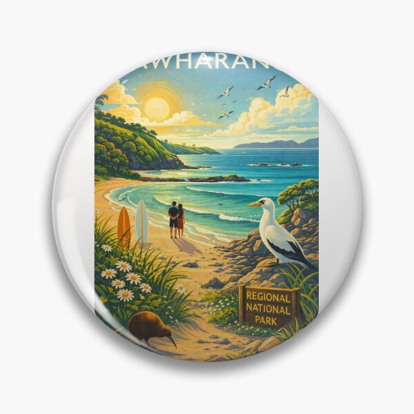 Item preview, Tāwharanui Regional Park Coastal Trail with Surfers, Native Birds, and Golden Beach in Auckland Region, New Zealand designed and sold by Places On Earth.
