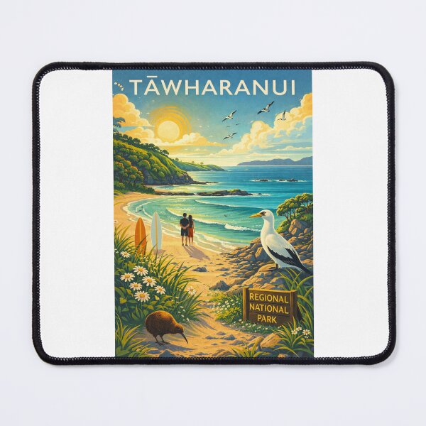 Item preview, Tāwharanui Regional Park Coastal Trail with Surfers, Native Birds, and Golden Beach in Auckland Region, New Zealand designed and sold by Places On Earth.