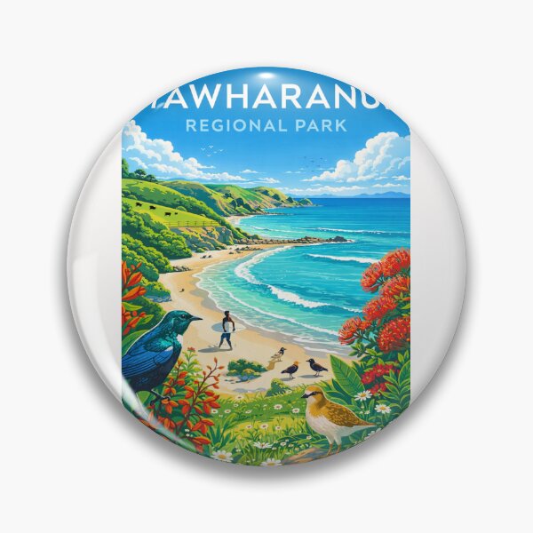 Item preview, Tāwharanui Regional Park Seaside Landscape with Surf, Birds, and Native Flowers in Auckland Region, New Zealand designed and sold by Places On Earth.