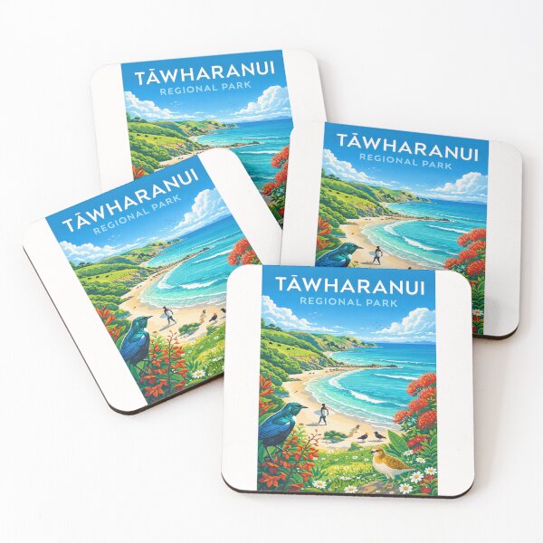 Item preview, Tāwharanui Regional Park Seaside Landscape with Surf, Birds, and Native Flowers in Auckland Region, New Zealand designed and sold by Places On Earth.