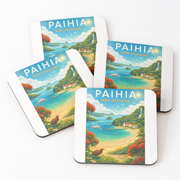 Item preview, Paihia Bay of Islands View with Kiwi Bird, Church, and Boats in Northland Region, New Zealand designed and sold by Places On Earth.