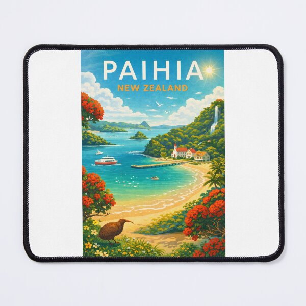 Item preview, Paihia Bay of Islands View with Kiwi Bird, Church, and Boats in Northland Region, New Zealand designed and sold by Places On Earth.
