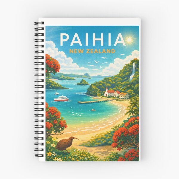 Item preview, Paihia Bay of Islands View with Kiwi Bird, Church, and Boats in Northland Region, New Zealand designed and sold by Places On Earth.