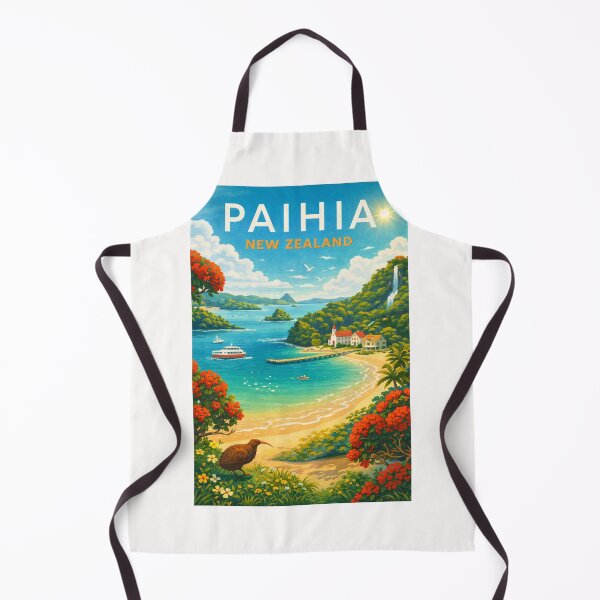 Item preview, Paihia Bay of Islands View with Kiwi Bird, Church, and Boats in Northland Region, New Zealand designed and sold by Places On Earth.