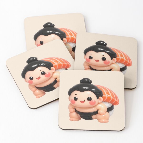 Item preview, Cute Sushi Sumo | Kawaii Fun Salmon Nigiri Sushi Character designed and sold by Moons Studio.