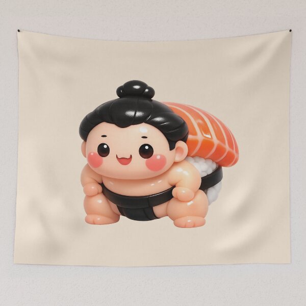 Item preview, Cute Sushi Sumo | Kawaii Fun Salmon Nigiri Sushi Character designed and sold by Moons Studio.