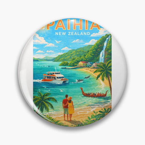 Item preview, Paihia Beachfront with Dolphin Watching Cruise, Māori Waka, and Waterfall in Bay of Islands, Northland, New Zealand designed and sold by Places On Earth.