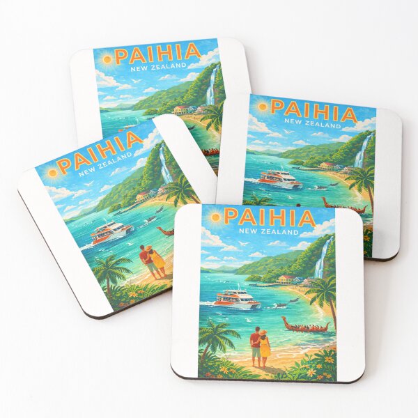Item preview, Paihia Beachfront with Dolphin Watching Cruise, Māori Waka, and Waterfall in Bay of Islands, Northland, New Zealand designed and sold by Places On Earth.