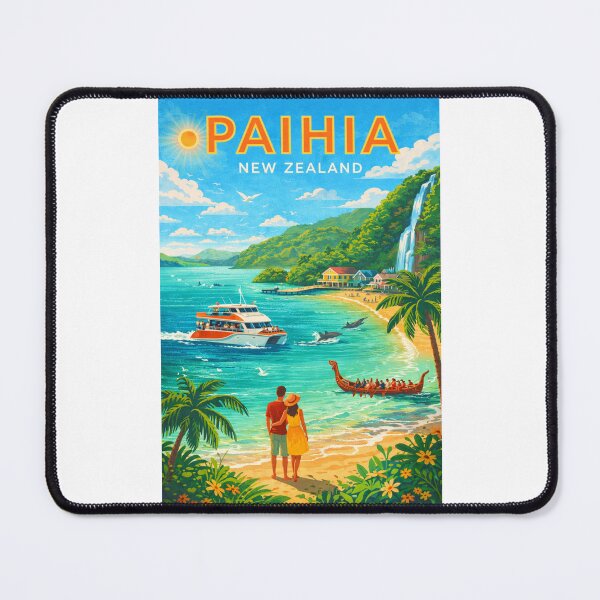 Item preview, Paihia Beachfront with Dolphin Watching Cruise, Māori Waka, and Waterfall in Bay of Islands, Northland, New Zealand designed and sold by Places On Earth.