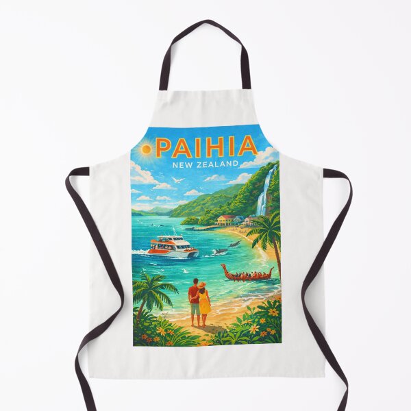 Item preview, Paihia Beachfront with Dolphin Watching Cruise, Māori Waka, and Waterfall in Bay of Islands, Northland, New Zealand designed and sold by Places On Earth.