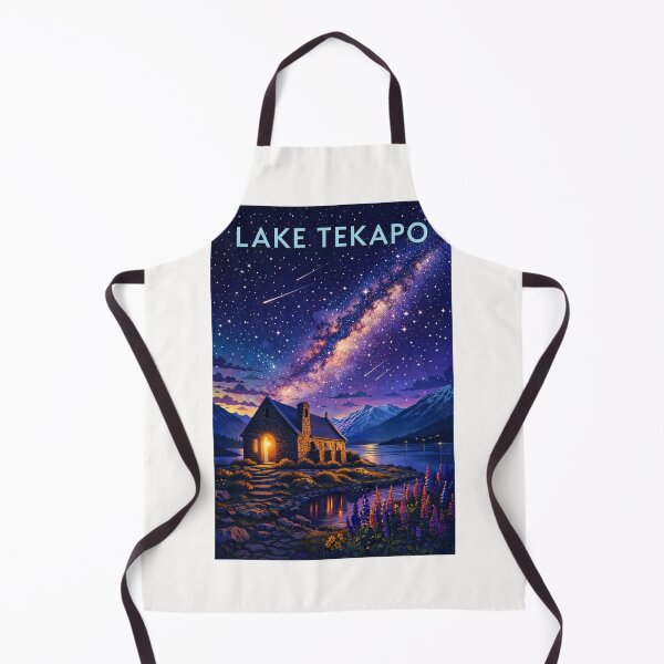 Item preview, Lake Tekapo Night Sky with Church of the Good Shepherd, Lupins, and Southern Alps in Mackenzie District, New Zealand designed and sold by Places On Earth.