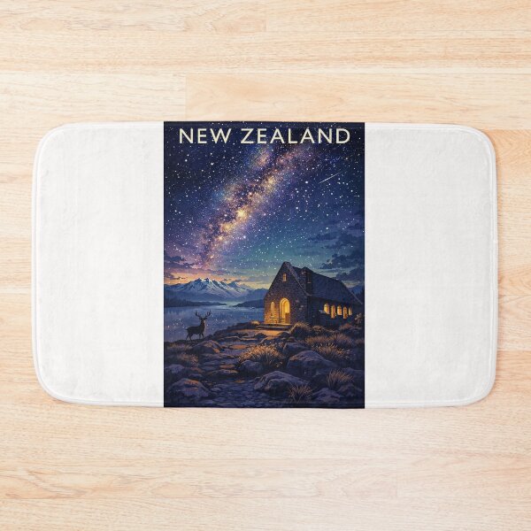 Item preview, Lake Tekapo Milky Way Sky with Church of the Good Shepherd and Deer in Mackenzie Basin, Canterbury Region, New Zealand designed and sold by Places On Earth.