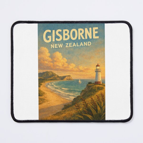 Item preview, Gisborne Lighthouse and Coastline with Sailboat at Sunset in Tairāwhiti Region, East Cape, New Zealand designed and sold by Places On Earth.