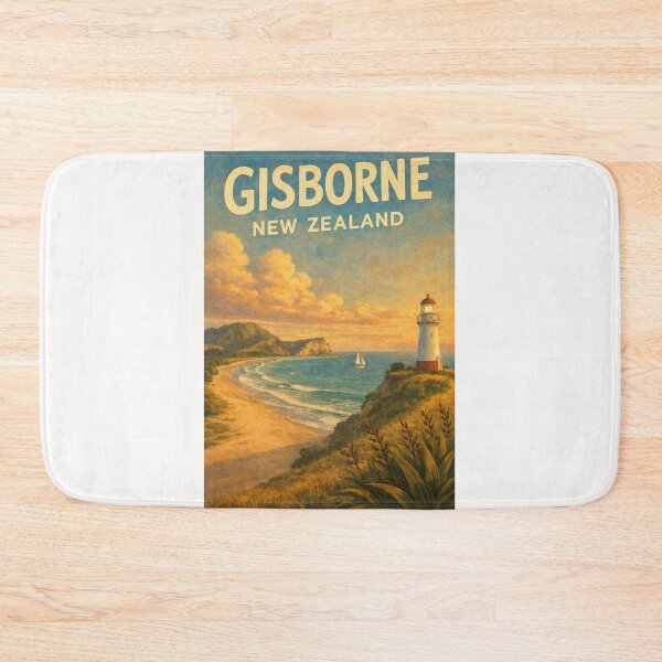 Item preview, Gisborne Lighthouse and Coastline with Sailboat at Sunset in Tairāwhiti Region, East Cape, New Zealand designed and sold by Places On Earth.