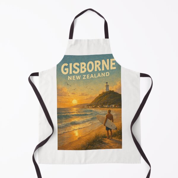 Item preview, Gisborne Surfer at Sunset with Lighthouse and Coastal Skyline in East Cape, Tairāwhiti Region, New Zealand designed and sold by Places On Earth.