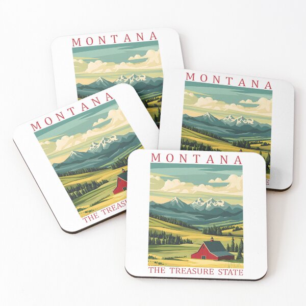 Item preview, Montana Big Sky Country Vintage Travel Poster – The Treasure State Mountain Barn Art designed and sold by GiftsCreek.