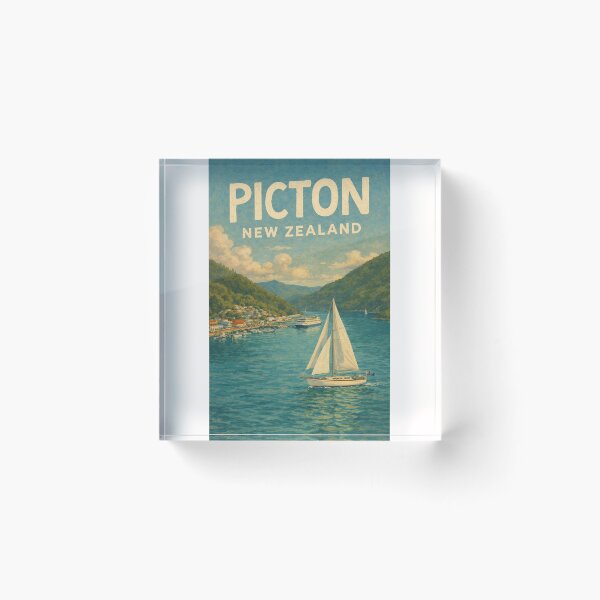 Item preview, Picton Waterfront with Sailboat, Ferry Terminal, and Forested Sounds in Marlborough Region, New Zealand designed and sold by Places On Earth.