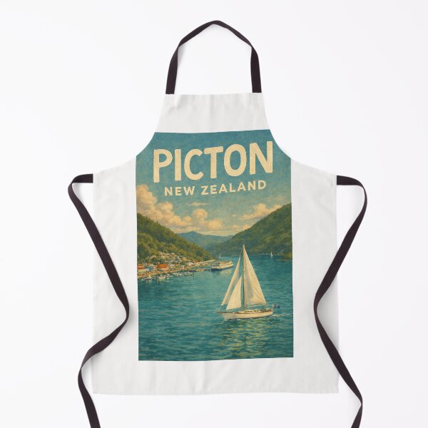 Item preview, Picton Waterfront with Sailboat, Ferry Terminal, and Forested Sounds in Marlborough Region, New Zealand designed and sold by Places On Earth.