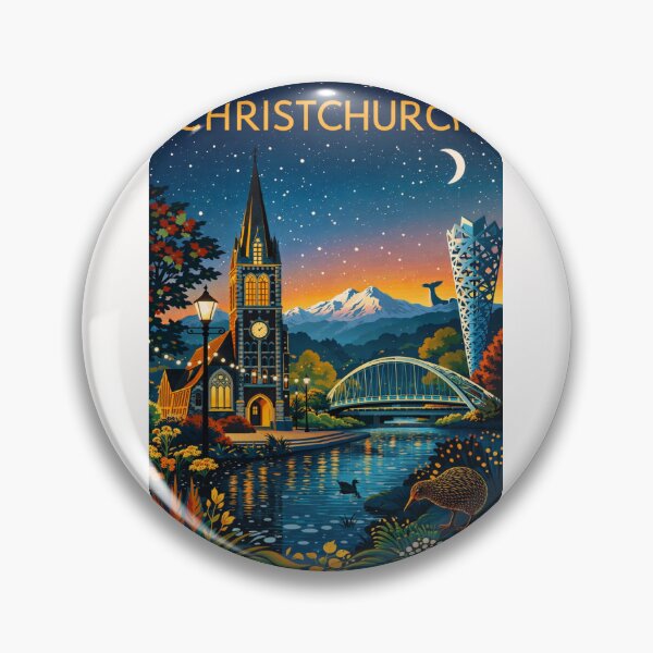 Item preview, Christchurch Cityscape with Gothic Cathedral, Bridge of Remembrance, and Southern Alps in Canterbury Region, New Zealand designed and sold by Places On Earth.
