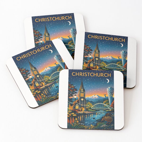 Item preview, Christchurch Cityscape with Gothic Cathedral, Bridge of Remembrance, and Southern Alps in Canterbury Region, New Zealand designed and sold by Places On Earth.