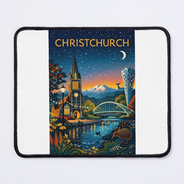 Item preview, Christchurch Cityscape with Gothic Cathedral, Bridge of Remembrance, and Southern Alps in Canterbury Region, New Zealand designed and sold by Places On Earth.