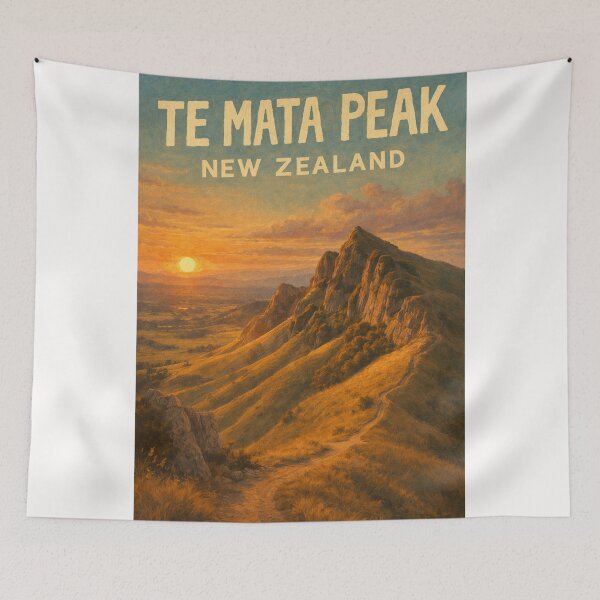 Item preview, Te Mata Peak Sunset View with Rolling Hills and Golden Landscape in Hawke’s Bay Region, New Zealand designed and sold by Places On Earth.