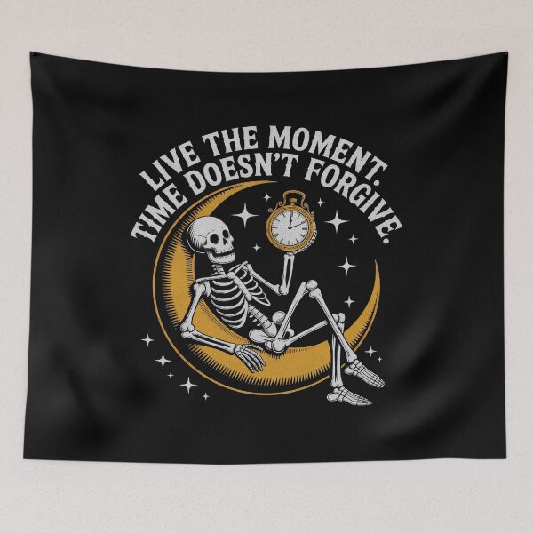 Item preview, Live The Moment Time Doesn’t Forgive – Vintage Skeleton Moon Artwork designed and sold by Stotee.