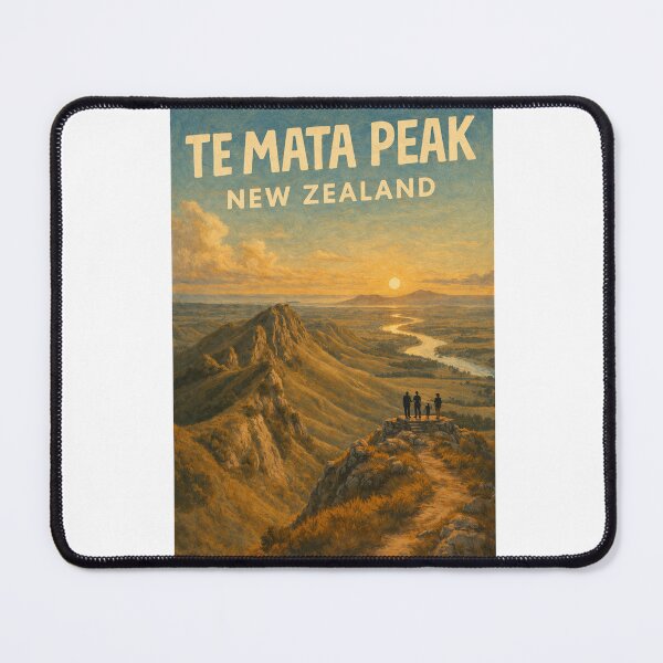 Item preview, Te Mata Peak Vista with Family Hikers and Winding River in Hawke’s Bay Region, North Island, New Zealand designed and sold by Aryabek.