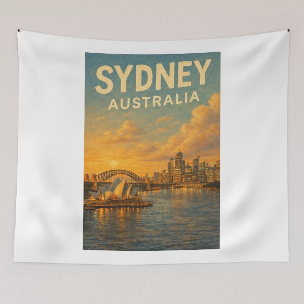 Item preview, Sydney Harbour View at Sunset with Opera House, Harbour Bridge, and CBD Skyline in New South Wales, Australia designed and sold by Aryabek.