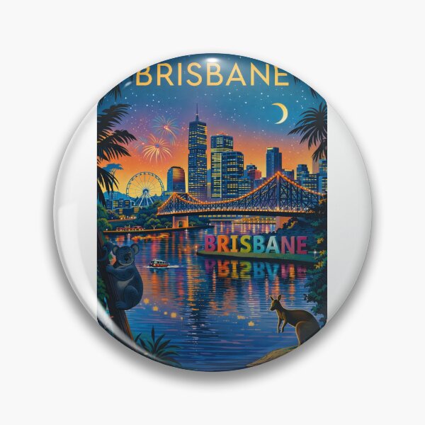 Item preview, Brisbane Riverfront at Night with Story Bridge, Skyscrapers, and Wildlife in Queensland, Australia designed and sold by Aryabek.