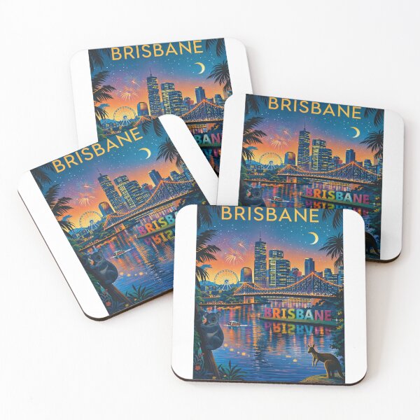 Item preview, Brisbane Riverfront at Night with Story Bridge, Skyscrapers, and Wildlife in Queensland, Australia designed and sold by Aryabek.
