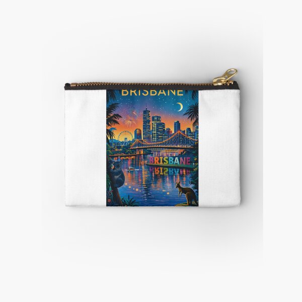 Item preview, Brisbane Riverfront at Night with Story Bridge, Skyscrapers, and Wildlife in Queensland, Australia designed and sold by Aryabek.