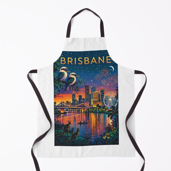 Item preview, Brisbane Skyline with Fireworks, Story Bridge, Wheel of Brisbane, and Native Wildlife in Queensland, Australia designed and sold by Aryabek.