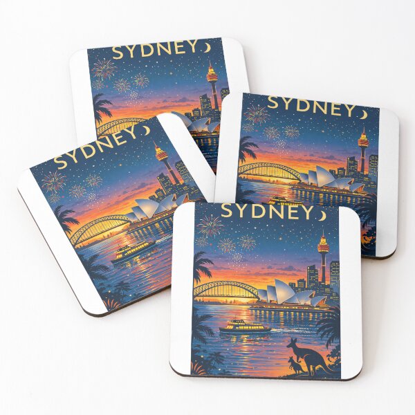 Item preview, Sydney Harbour Sunset with Opera House, Harbour Bridge, Darling Harbour and City Skyline in New South Wales, Australia designed and sold by Aryabek.