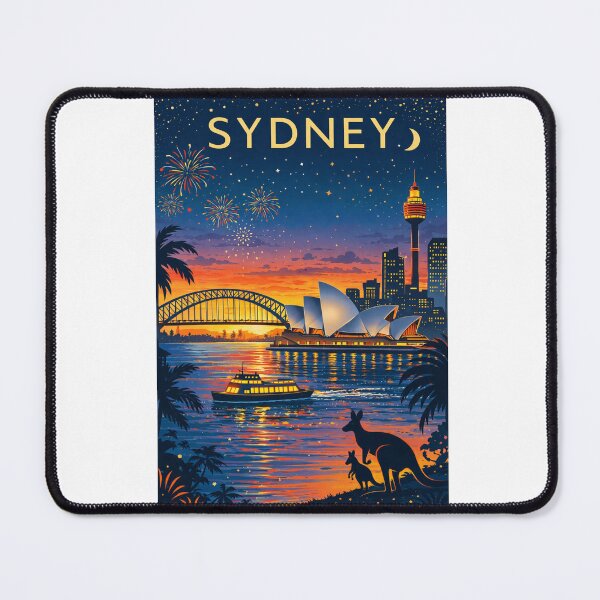 Item preview, Sydney Harbour Sunset with Opera House, Harbour Bridge, Darling Harbour and City Skyline in New South Wales, Australia designed and sold by Aryabek.
