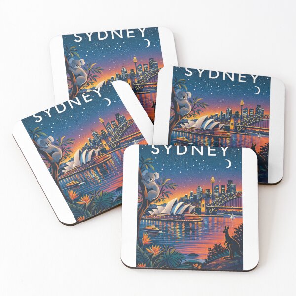 Item preview, Sydney Skyline with Opera House, Harbour Bridge, Koala and City Lights at Night in New South Wales, Australia designed and sold by Aryabek.