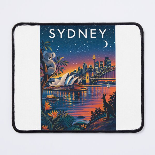 Item preview, Sydney Skyline with Opera House, Harbour Bridge, Koala and City Lights at Night in New South Wales, Australia designed and sold by Aryabek.