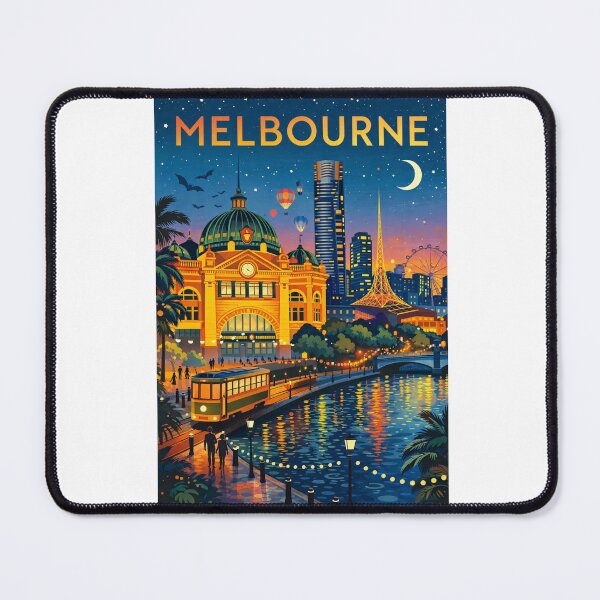 Item preview, Melbourne City View at Sunset with Flinders Street Station, Yarra River and Southbank in Victoria, Australia designed and sold by Aryabek.