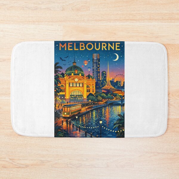Item preview, Melbourne City View at Sunset with Flinders Street Station, Yarra River and Southbank in Victoria, Australia designed and sold by Aryabek.