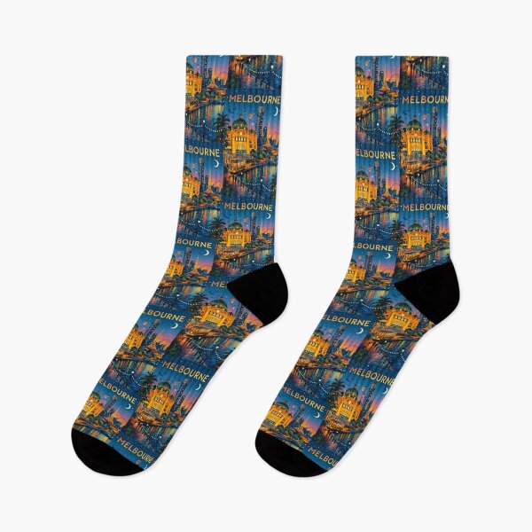 Item preview, Melbourne City View at Sunset with Flinders Street Station, Yarra River and Southbank in Victoria, Australia designed and sold by Aryabek.