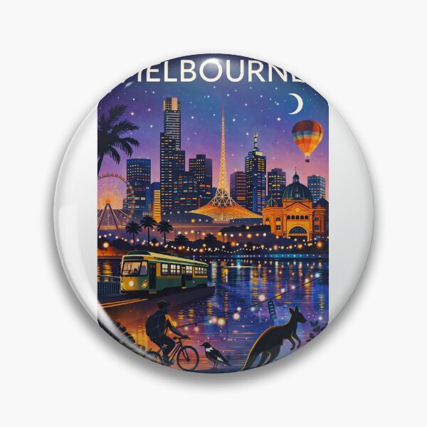 Item preview, Melbourne Skyline at Dusk with Eureka Tower, Flinders Street Station, Trams and Yarra River in Victoria, Australia designed and sold by Aryabek.