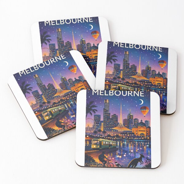 Item preview, Melbourne Skyline at Dusk with Eureka Tower, Flinders Street Station, Trams and Yarra River in Victoria, Australia designed and sold by Aryabek.