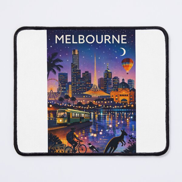 Item preview, Melbourne Skyline at Dusk with Eureka Tower, Flinders Street Station, Trams and Yarra River in Victoria, Australia designed and sold by Aryabek.