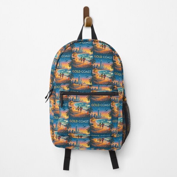 Item preview, Gold Coast Beach Sunset with Surfers, Skyscrapers, and Lifeguard Tower in Queensland, Australia designed and sold by Aryabek.