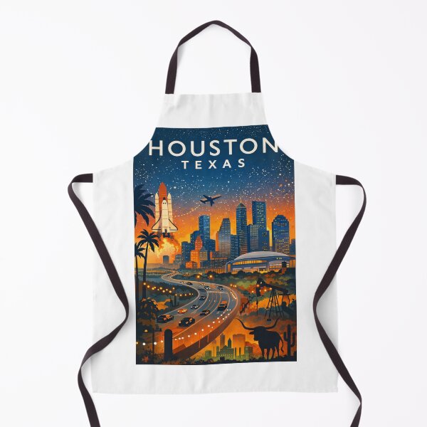 Item preview, Houston Texas Skyline at Sunset with Space Shuttle, Stadium, Oil Rig and Freeway in United States designed and sold by Aryabek.