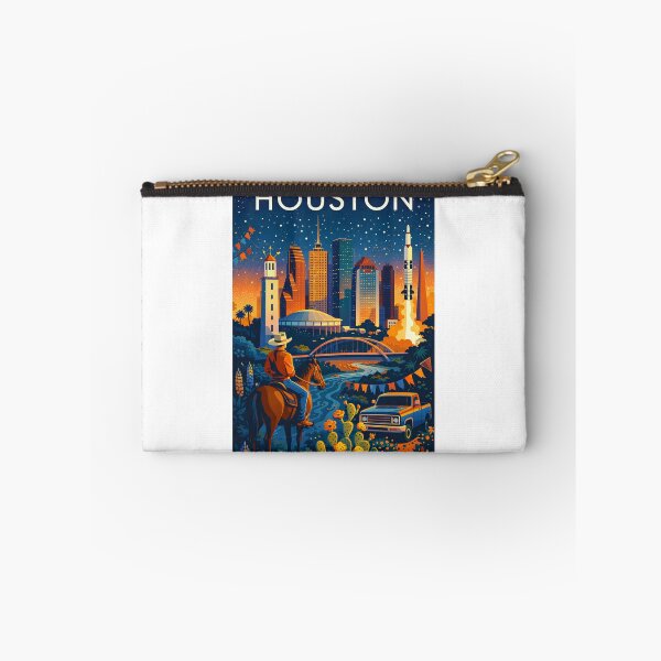 Item preview, Houston Cityscape with Horse Rider, Rockets, Skyline and Bayou Bridge in Texas, United States designed and sold by Aryabek.