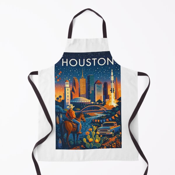 Item preview, Houston Cityscape with Horse Rider, Rockets, Skyline and Bayou Bridge in Texas, United States designed and sold by Aryabek.